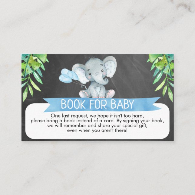 Carte de demande de carnet de Baby showers éléphan (Devant)
