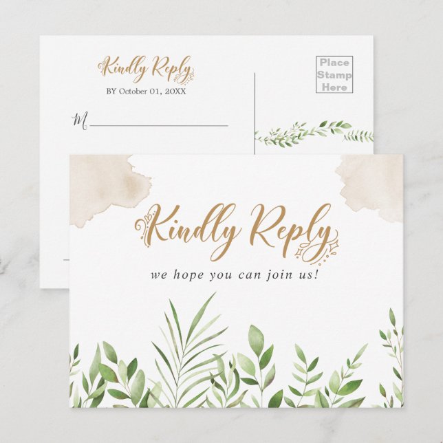 Carte de demande de chanson et RSVP pour la verdur (Devant / Derrière)