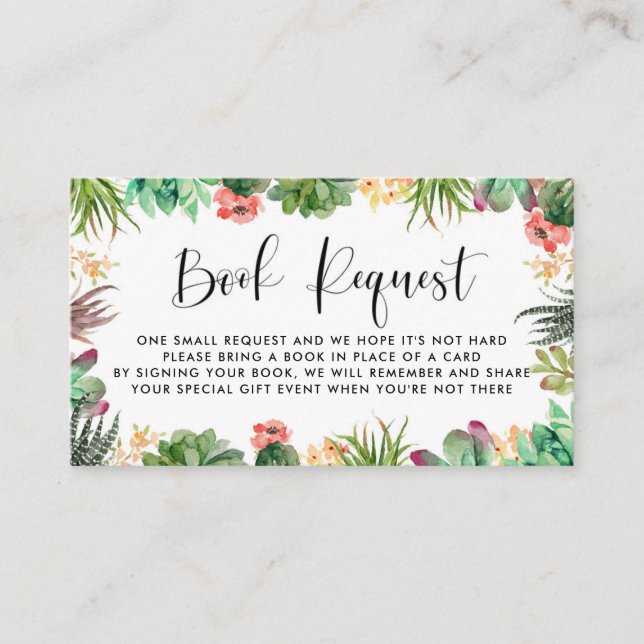 Carte de demande de livre à cadre de succulentes a (Devant)