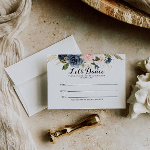 Carte de demande de Mariage Gold Navy Blue Rose