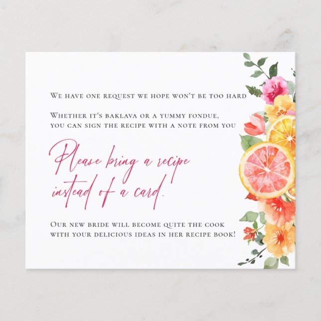 Carte de demande de recette de mariage aux fleurs  (Devant)