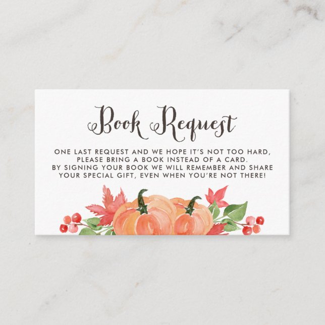 Carte de demande de réservation d'automne Citrouil (Devant)