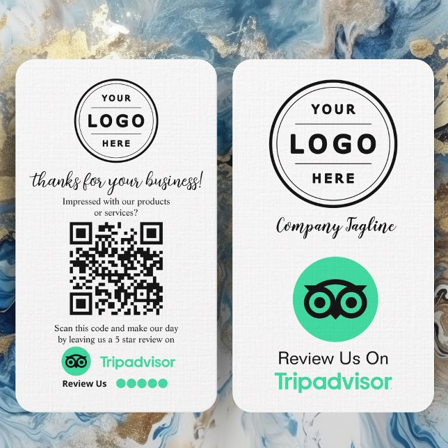 Carte de demande de révision TripAdvisor avec code (leave a review)
