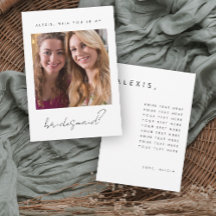 Carte de demande demoiselle d'honneur