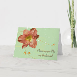Carte de demande demoiselle d'honneur Lily pêche f