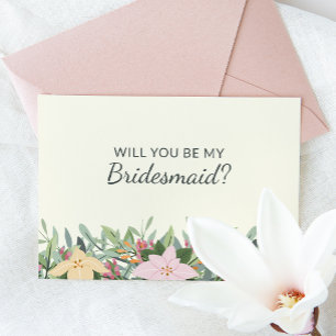 Carte de demande demoiselle d'honneur mariage flor
