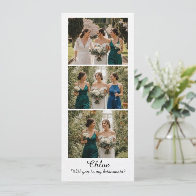 Carte de demande en mariage avec 3 photos de demoi (Debout devant)