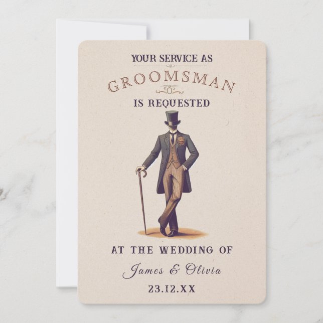 Carte de demande Gand Groomsman vintage (Devant)