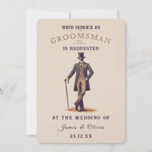 Carte de demande Gand Groomsman vintage