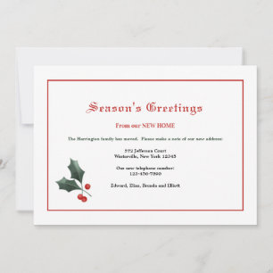 Carte de déménagement Festive Holly