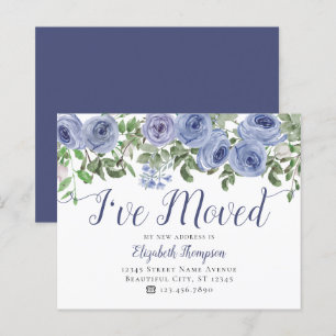 Carte de déménagement Fleurs Bleu Poussiéreux Budg