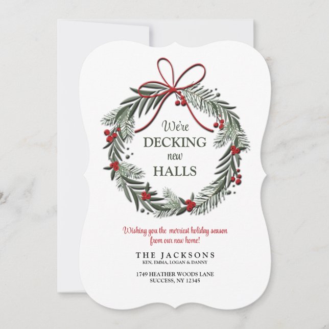 Carte de déménagement pour les fêtes Décoration de (Devant)