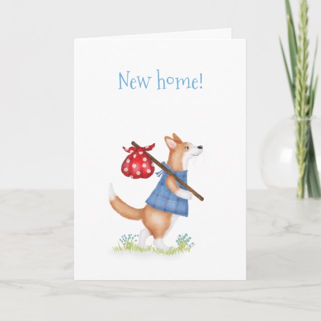 Carte de déménagement pour un corgi mignon (Devant)