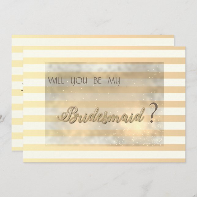 Carte de demoiselle d'honneur à fleurs rayées chic (Devant / Derrière)