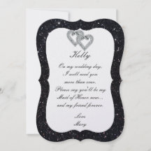 Carte de Demoiselle d'Honneur à Paillettes Noires