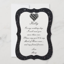 Carte de Demoiselle d'Honneur à Paillettes Noires