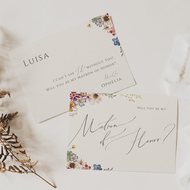 Carte de demoiselle d'honneur beige de jardin de f (Créateur téléchargé)