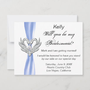 Carte de demoiselle d'honneur Blue Ribbon Silver S