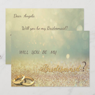 Carte de demoiselle d'honneur Bokeh pailleté éléga