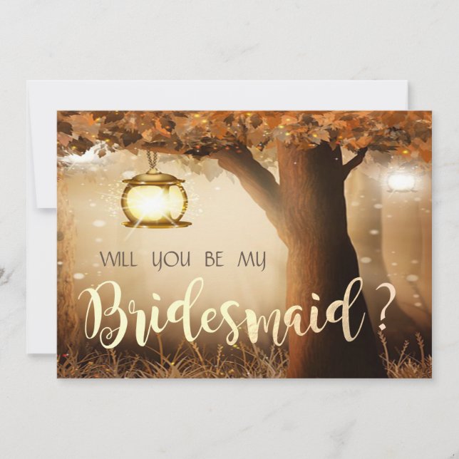 Carte de demoiselle d'honneur d'arbre rustique vin (Devant)