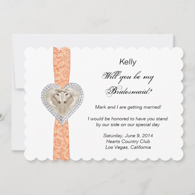 Carte de demoiselle d'honneur de mariage à dentell (Devant)