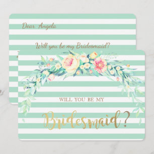 Carte de demoiselle d'honneur Fleurs à l'aquarelle