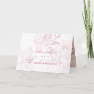 Carte de demoiselle d'honneur florale rose gold ro