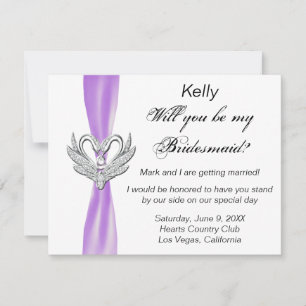 Carte de demoiselle d'honneur Purple Ribbon Silver
