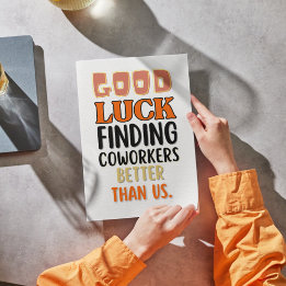 Carte de départ amusante pour les femmes hommes, l