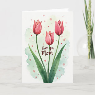 Carte de design à pétales roses "Je t'aime maman"