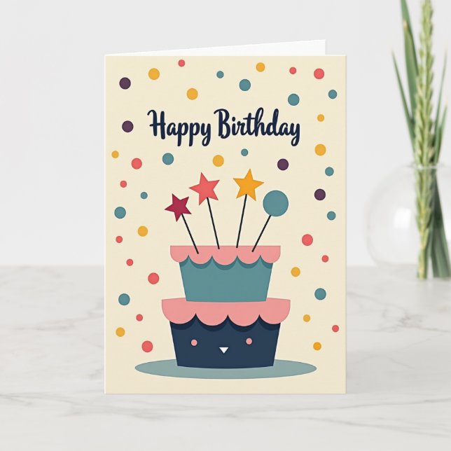 Carte de design de confettis d'anniversaire (Devant)