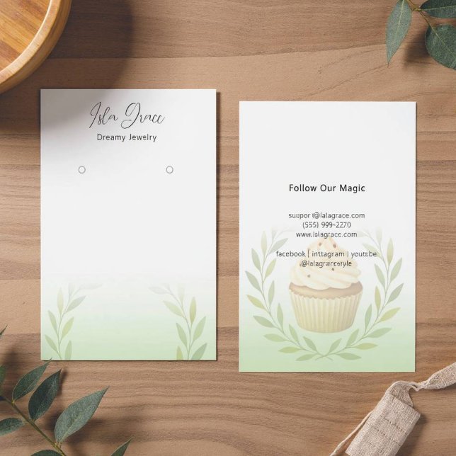 Carte de design de cupcake à feuillage pastel subt (Cupcake Foliage Design)
