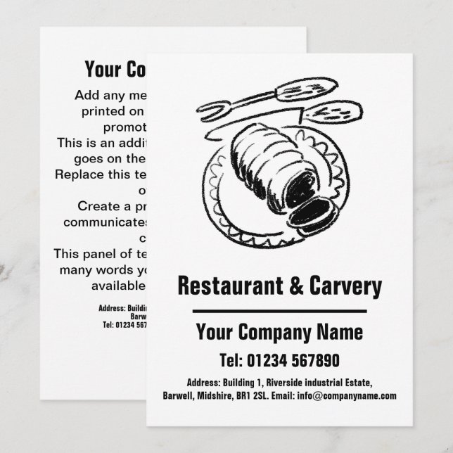 Carte de design de restaurant et de cartons (Devant / Derrière)
