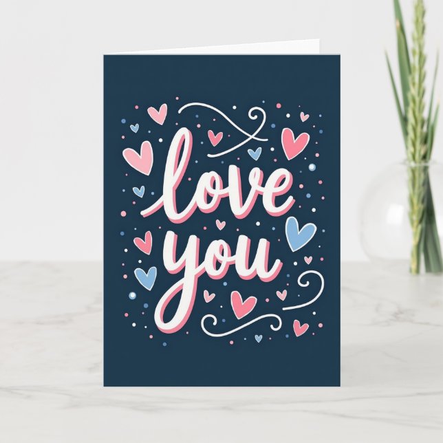 Carte de design graphique « Je t'aime » (Devant)