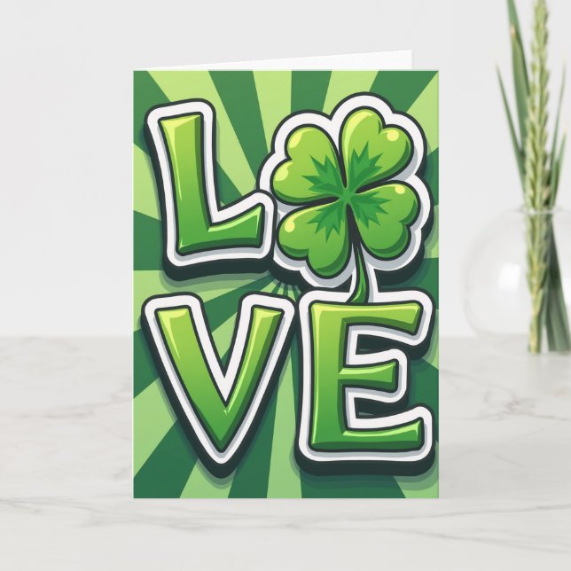 Carte de design vert Lucky Love (Devant)