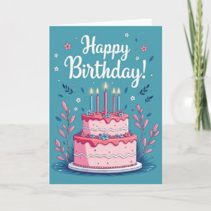Carte de dessert d'anniversaire florale