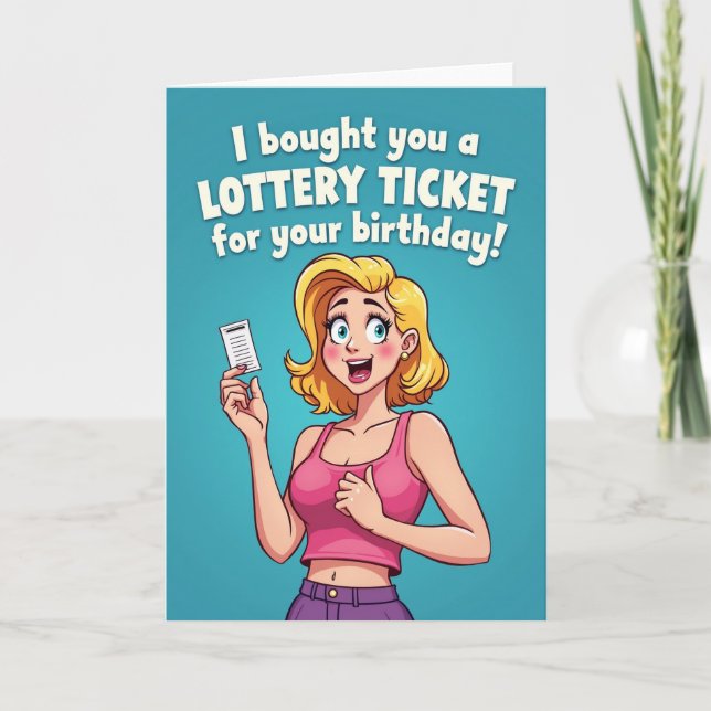 Carte de dessin animé pour fille chanceuse d'anniv (Devant)