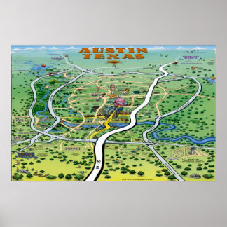 Carte de dessin Austin Texas Grand Poster