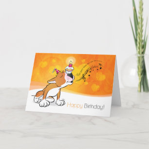 Carte de dessin Bull Terrier "Joyeux anniversaire"