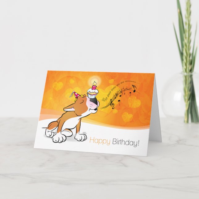 Carte de dessin Bull Terrier "Joyeux anniversaire" (Devant)
