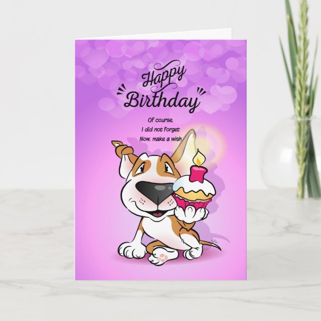 Carte de dessin Bull Terrier "Joyeux anniversaire" (Devant)