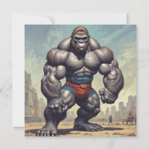 Carte de dessin de Gorilla Bodybuilder Pop Art