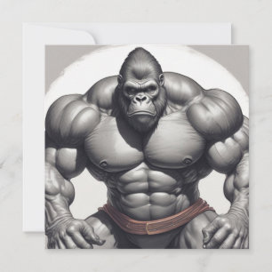 Carte de dessin de Gorilla Bodybuilder Pop Art