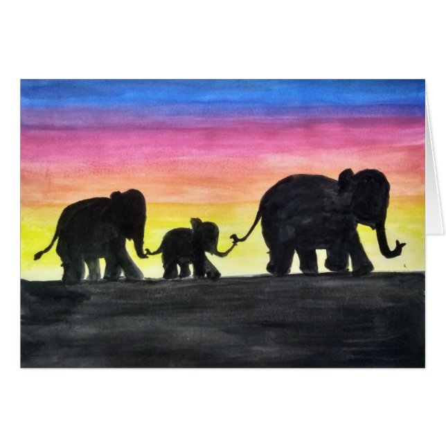 Carte de dessin d'éléphant par Rashmi (Devant horizontal)
