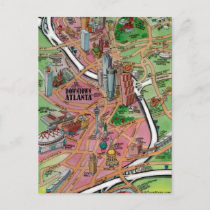 Carte de dessin du centre-ville d'Atlanta en Géorg