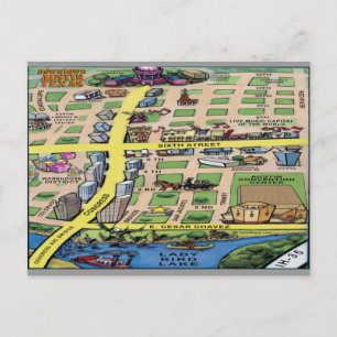 Carte de dessin du centre-ville d'Austin au Texas