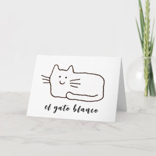 Carte de dessin en ligne de chat El Gato Blanco