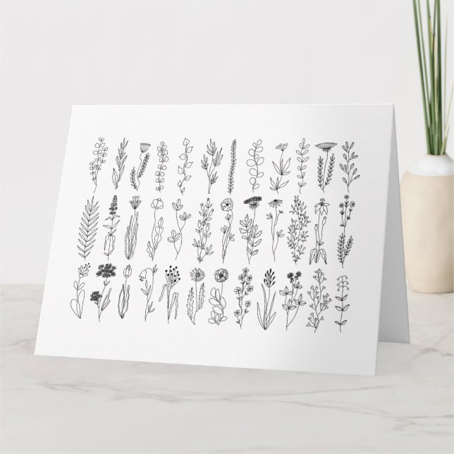 Carte de dessin Fleurs Et Herbes Encre (Devant)