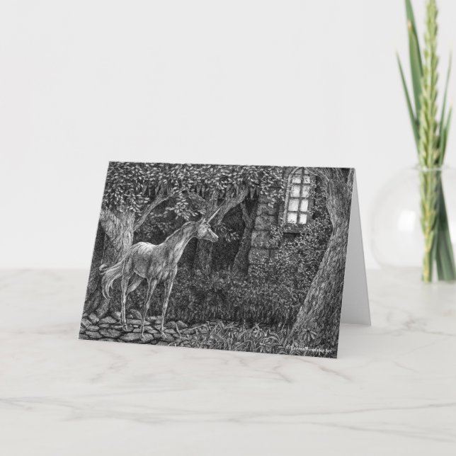 Carte de dessin Unicorne à stylo de nuit (Devant)