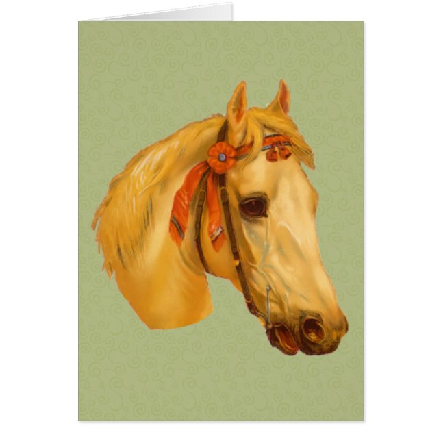 Carte de dessin vintage de tête de cheval d'art (Devant)